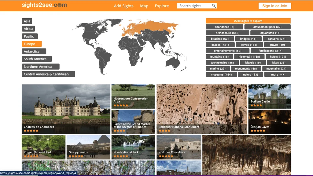 Sights2see – project interface