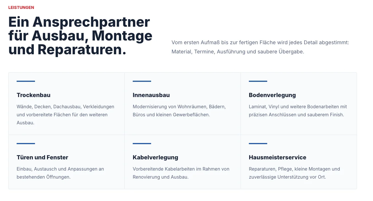 Bau-Fix – project interface