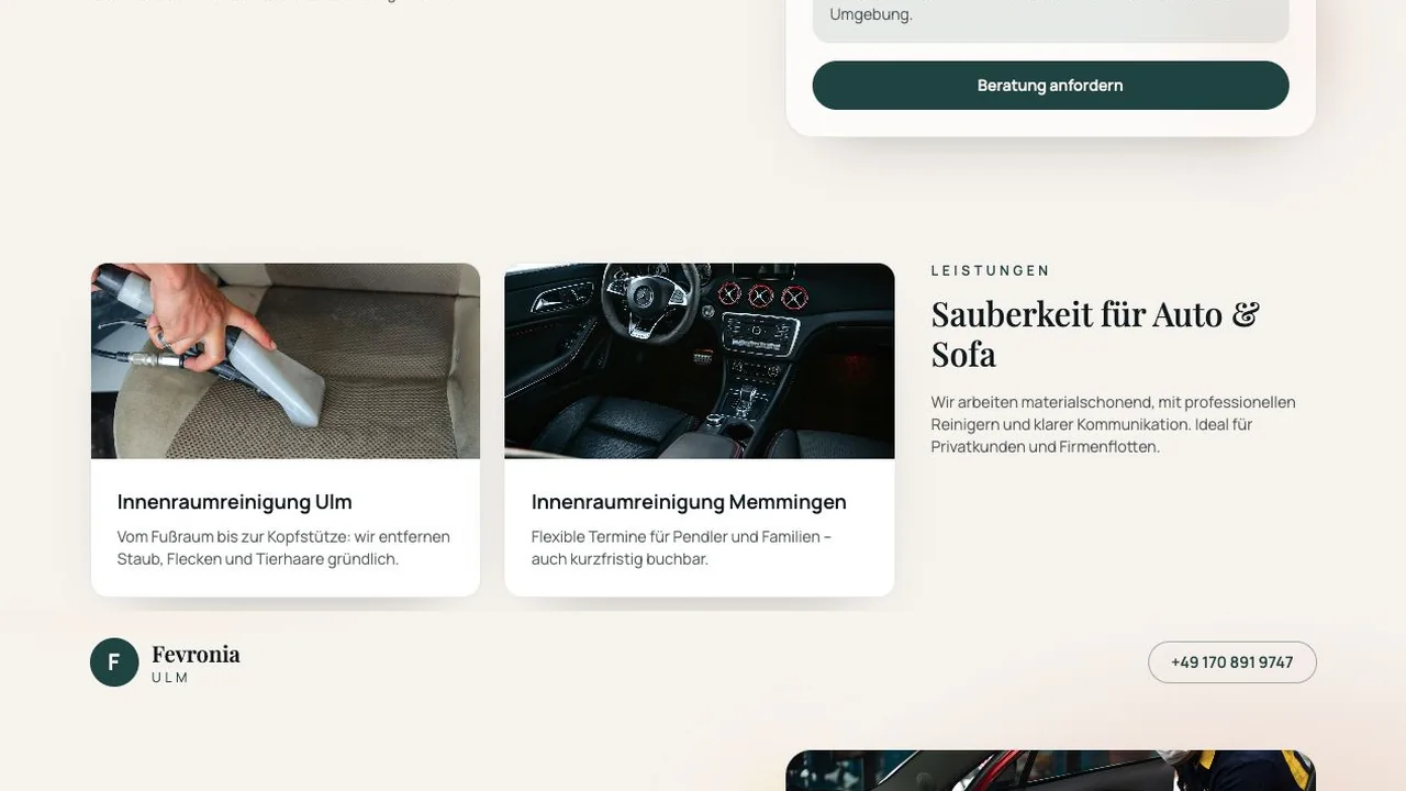 Fevronia Reinigung – project interface