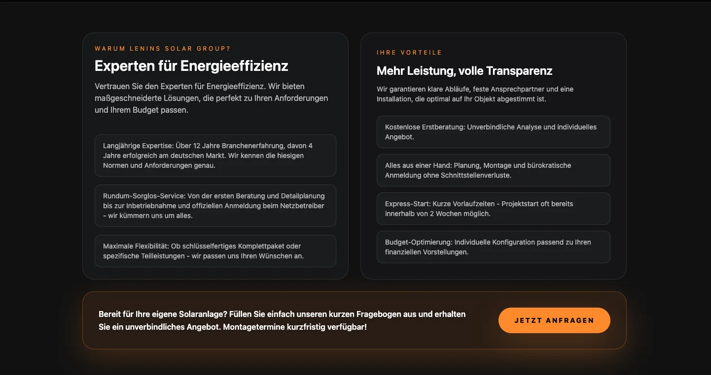Lenins Solar Group – project interface