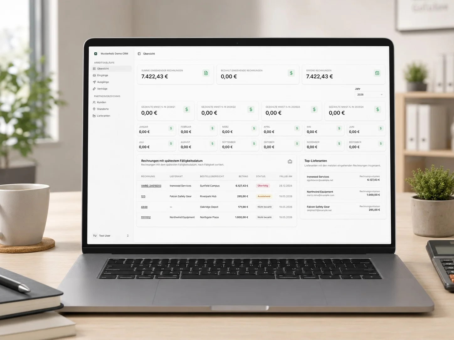 Vitta Wood CRM dashboard